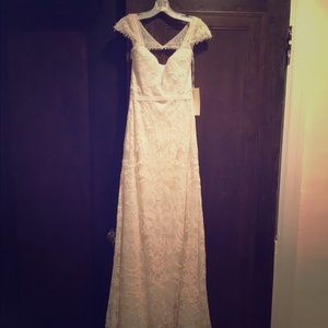 Melissa Sweet Beaded Cap Sleeve Lace Wedding Dress